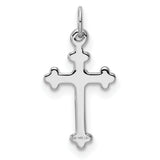 14k White Gold Small Diamond Budded Cross Pendant