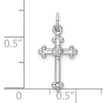 14k White Gold Small Diamond Budded Cross Pendant
