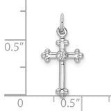 14k White Gold Small Diamond Budded Cross Pendant