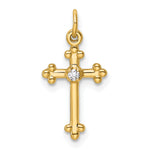 14k Small Diamond Budded Cross Pendant