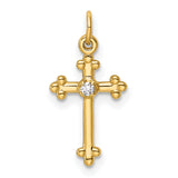 14k Small Diamond Budded Cross Pendant