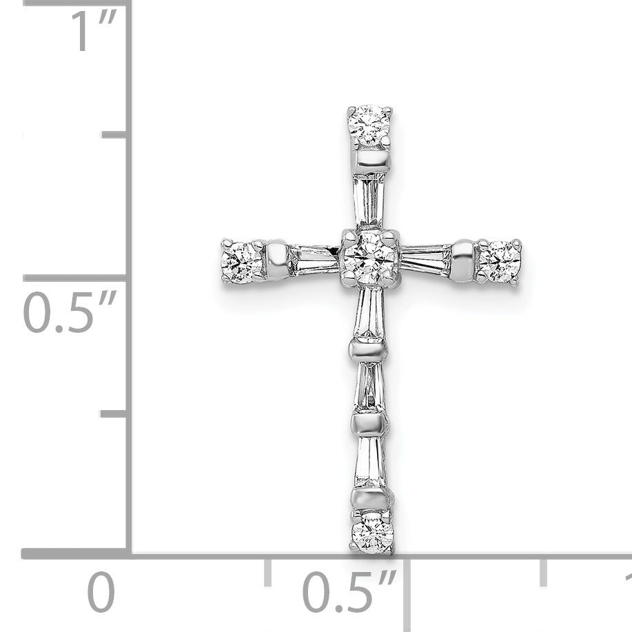 14k White Gold 1/3ct. Diamond Cross Chain Slide
