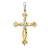 14k Two-Tone 1/20ct. Diamond Cross Pendant