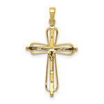 14k & Rhodium .03ct. Diamond Cross Pendant