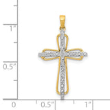 14k & Rhodium .03ct. Diamond Cross Pendant