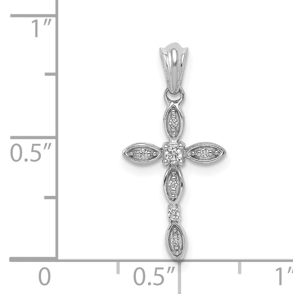 14k White Gold 1/20ct. Diamond Cross Pendant