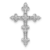 14k White Gold 1/6ct. Diamond Filigree Cross Chain Slide