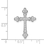 14k White Gold 1/4ct. Diamond Budded Cross Chain Slide