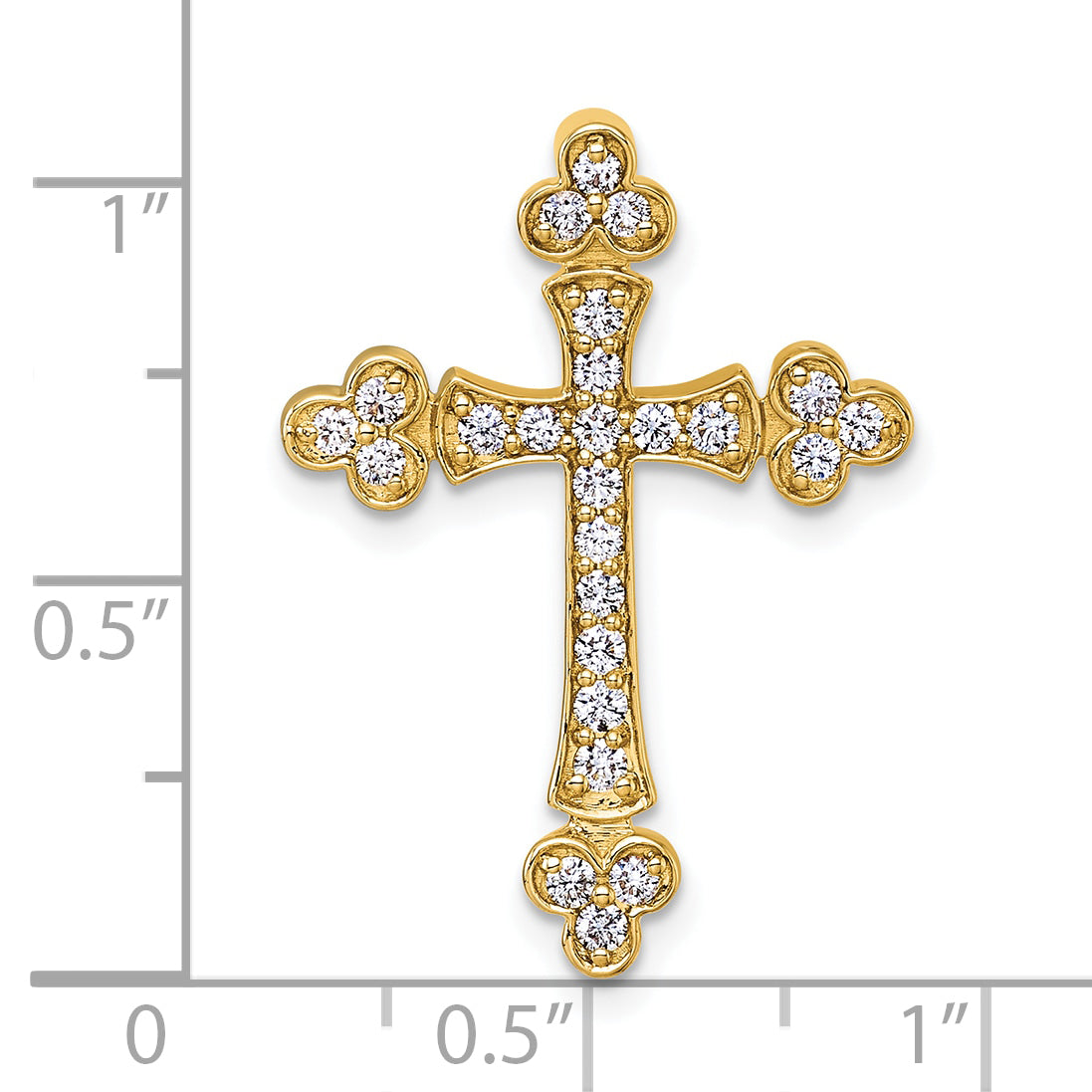 14k 1/2ct. Diamond Budded Cross Chain Slide