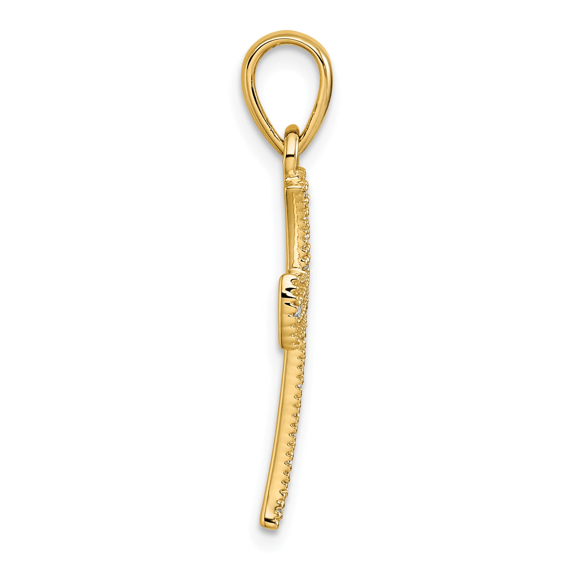 14k  1/4 Diamond Cross Pendant