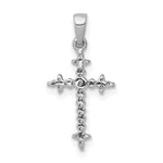 14k White Gold 1/10ct. Diamond Fleur e Lis Cross Pendant