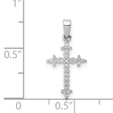 14k White Gold 1/10ct. Diamond Fleur e Lis Cross Pendant