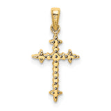 14k and Rhodium 1/10ct. Diamond Fleur de Lis Cross Pendant