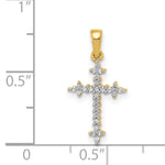 14k and Rhodium 1/10ct. Diamond Fleur de Lis Cross Pendant