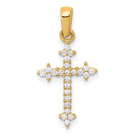 14k and Rhodium 1/5ct. Diamond Fleur de Lis Cross Pendant