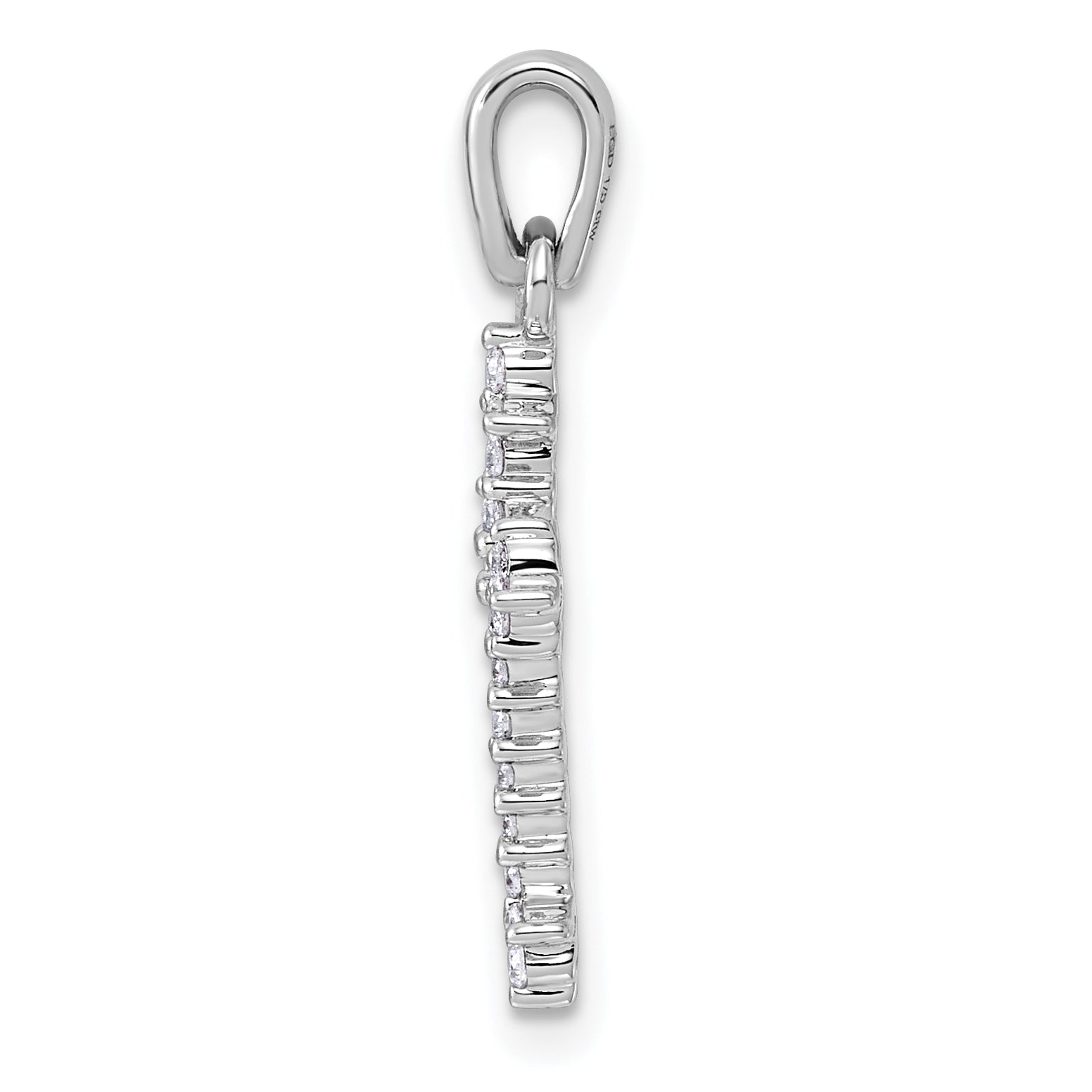14k and Rhodium 1/5ct. Diamond Fleur de Lis Cross Pendant