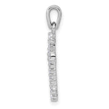 14k and Rhodium 1/5ct. Diamond Fleur de Lis Cross Pendant
