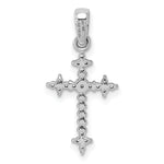 14k and Rhodium 1/5ct. Diamond Fleur de Lis Cross Pendant