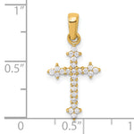 14k and Rhodium 1/5ct. Diamond Fleur de Lis Cross Pendant