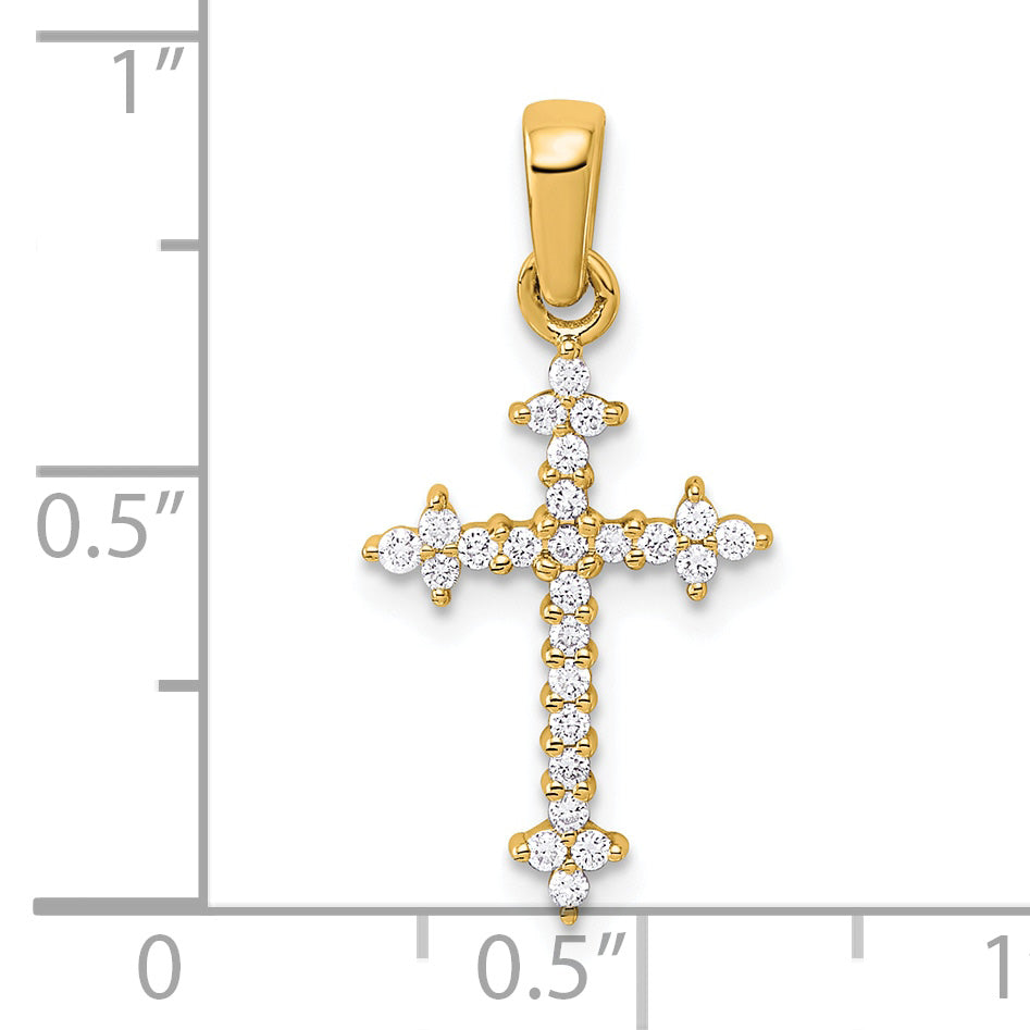 14k and Rhodium 1/5ct. Diamond Fleur de Lis Cross Pendant