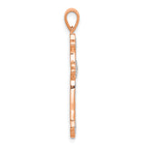 14k Rose Gold & Rhodium Diamond Cross Pendant