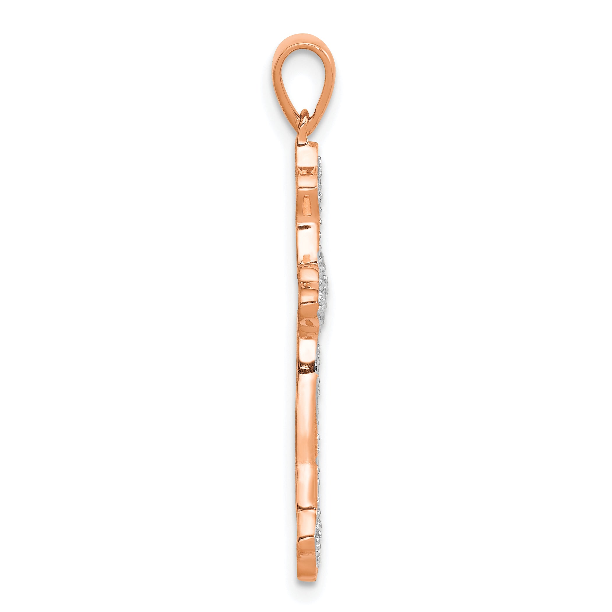14k Rose Gold & Rhodium Diamond Cross Pendant