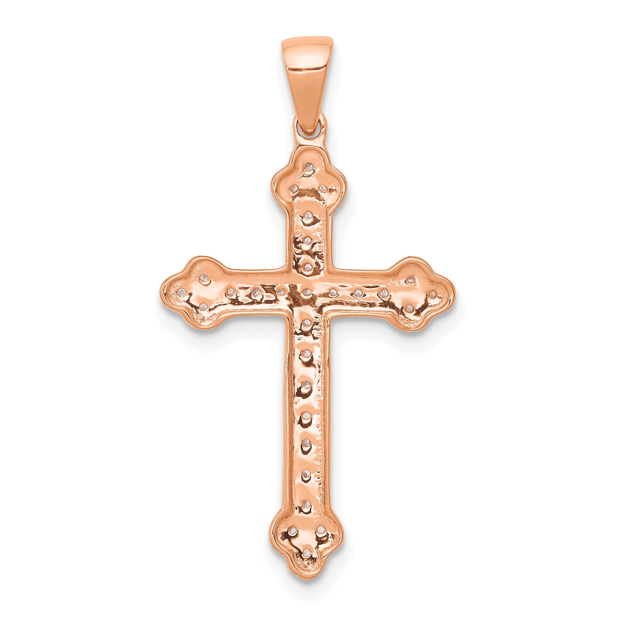 14k Rose Gold & Rhodium Diamond Cross Pendant
