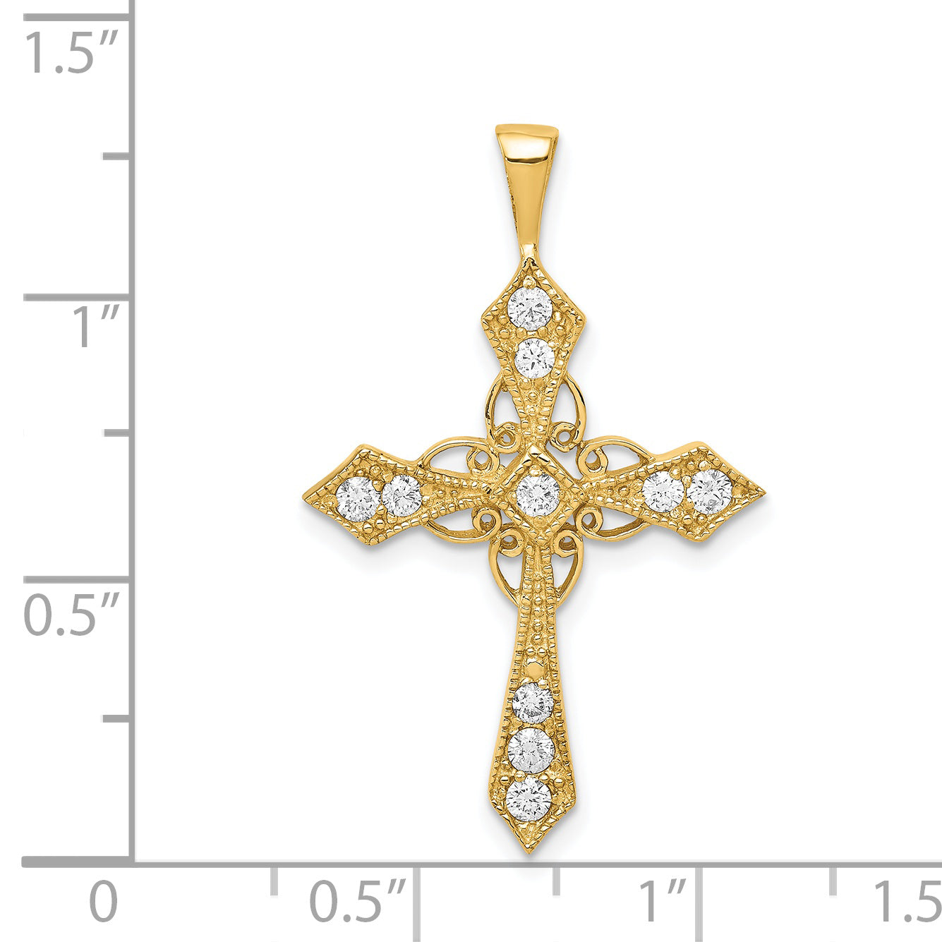 14k A Diamond Passion Cross Pendant