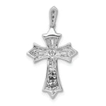 14k White Gold 1/6ct. Diamond Fleur de Lis Cross Pendant