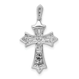 14k White Gold 1/6ct. Diamond Fleur de Lis Cross Pendant