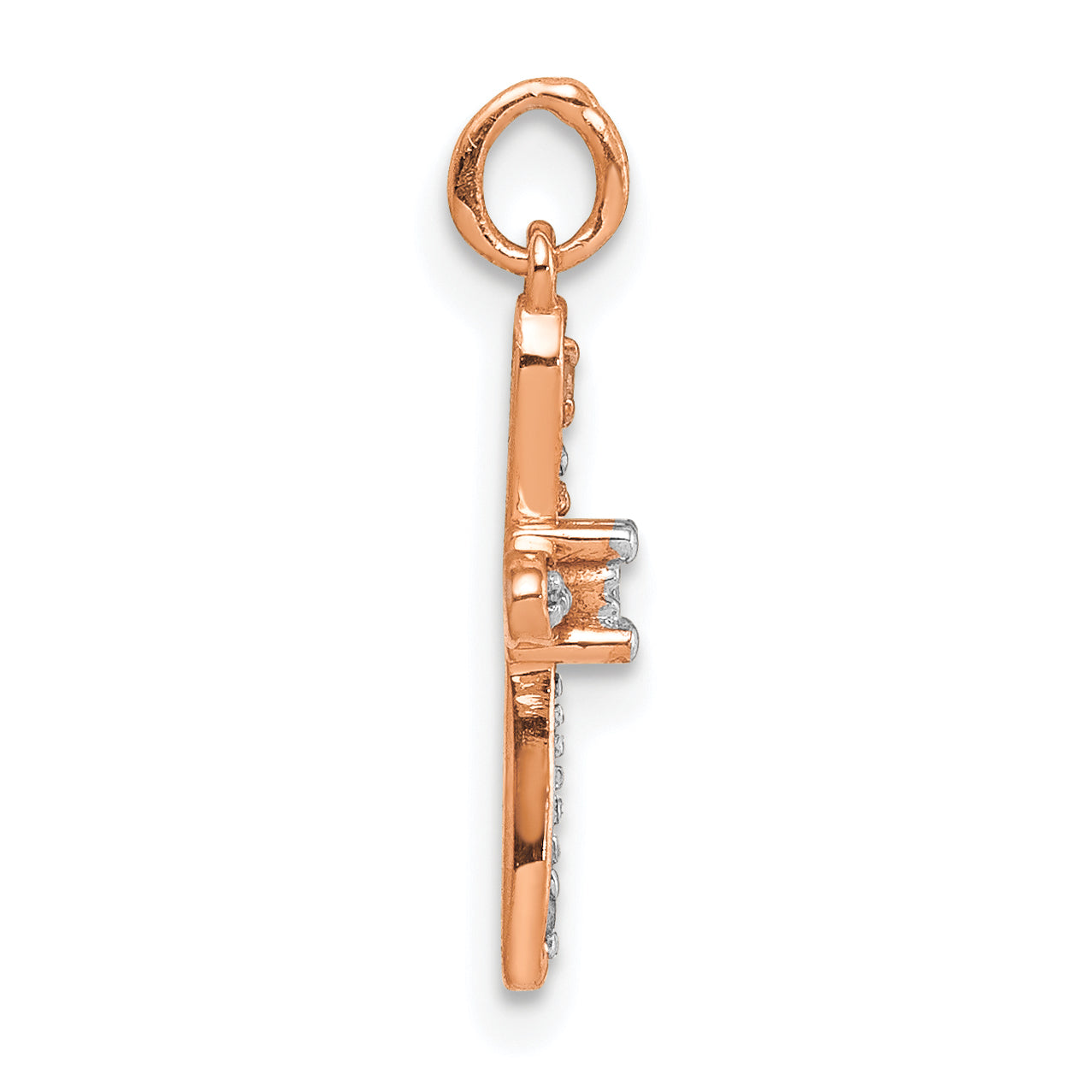 14k Rose Gold .03ct. Diamond Cross Charm