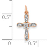 14k Rose Gold .03ct. Diamond Cross Charm