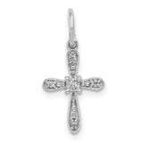 14k White Gold .03ct. Diamond Cross Charm