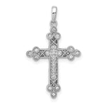 14k White Gold 1/10ct. Diamond Filigree Budded Cross Pendant