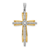 14k Two-tone 1/3ct. Diamond Passion Cross Pendant