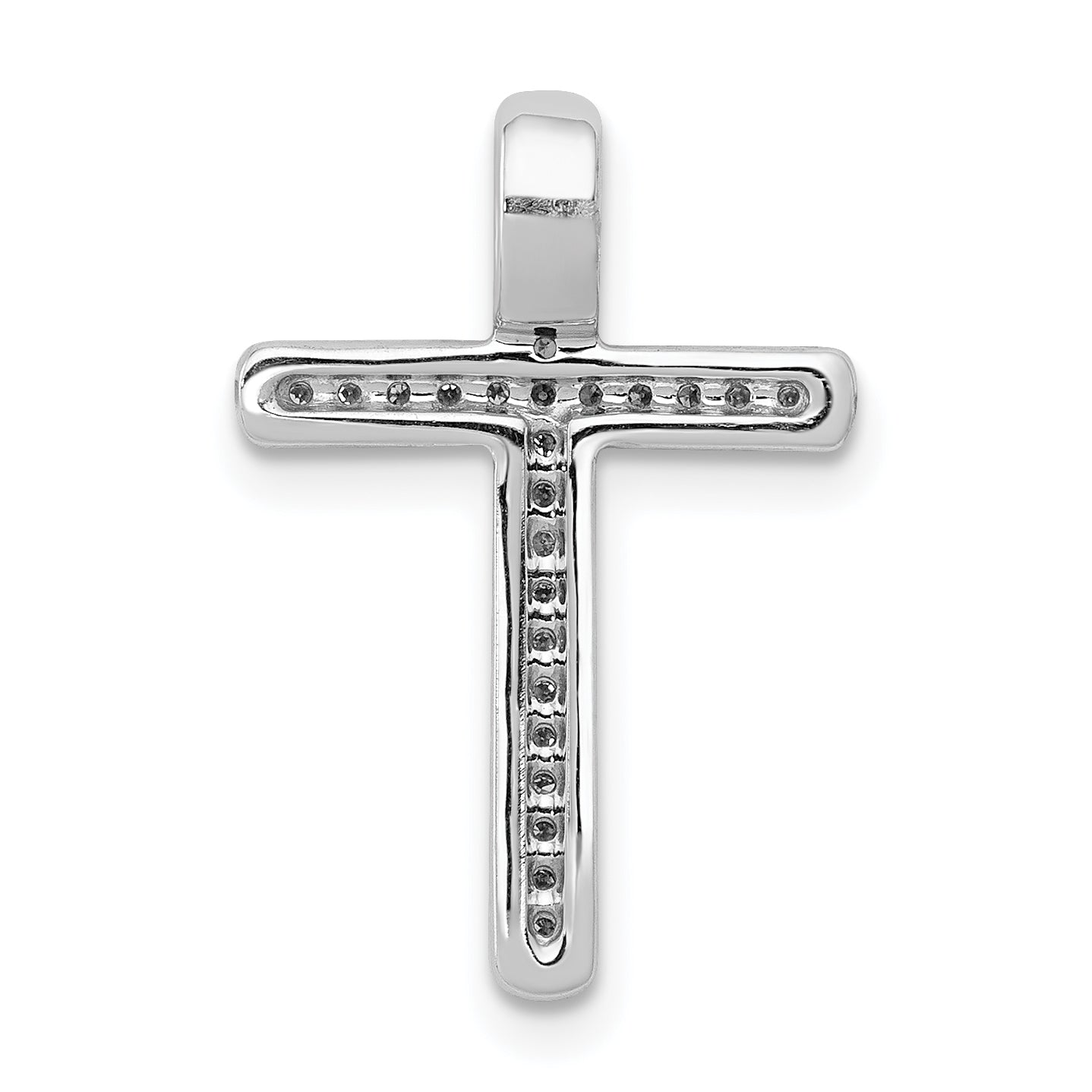 14k White Gold 1/10ct. Diamond Cross Chain Slide