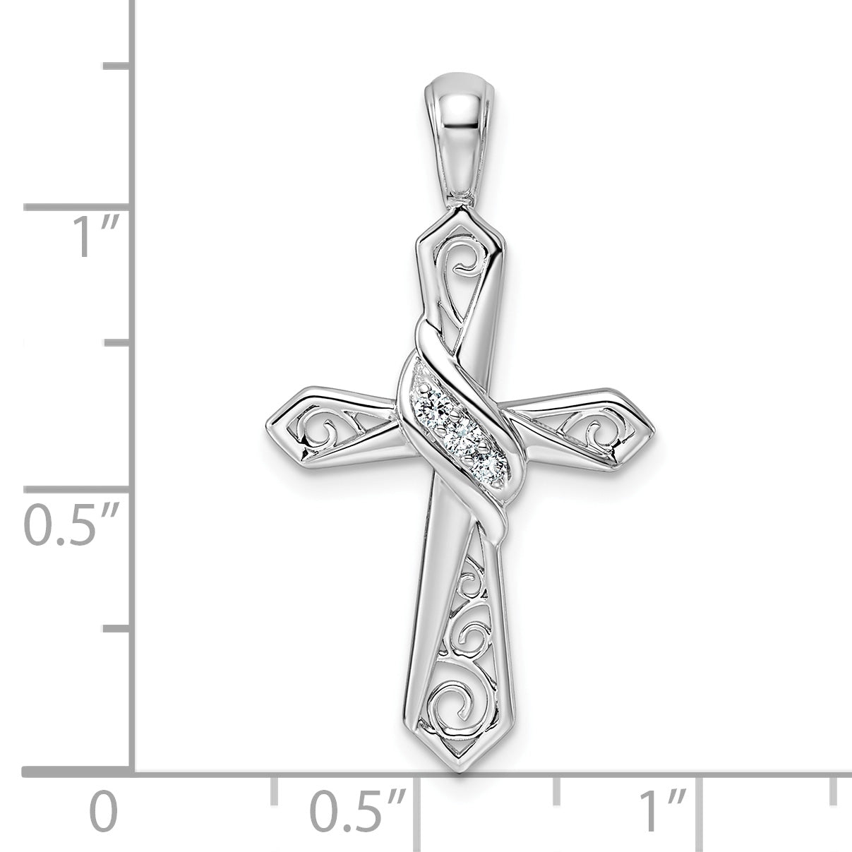 14k White Gold 1/20ct. Diamond Cross Pendant