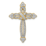 14k 5/8ct. Diamond Budded Cross Chain Slide