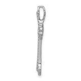 14k White Gold Polished 1/10ct. Diamond Budded Cross Chain Slide