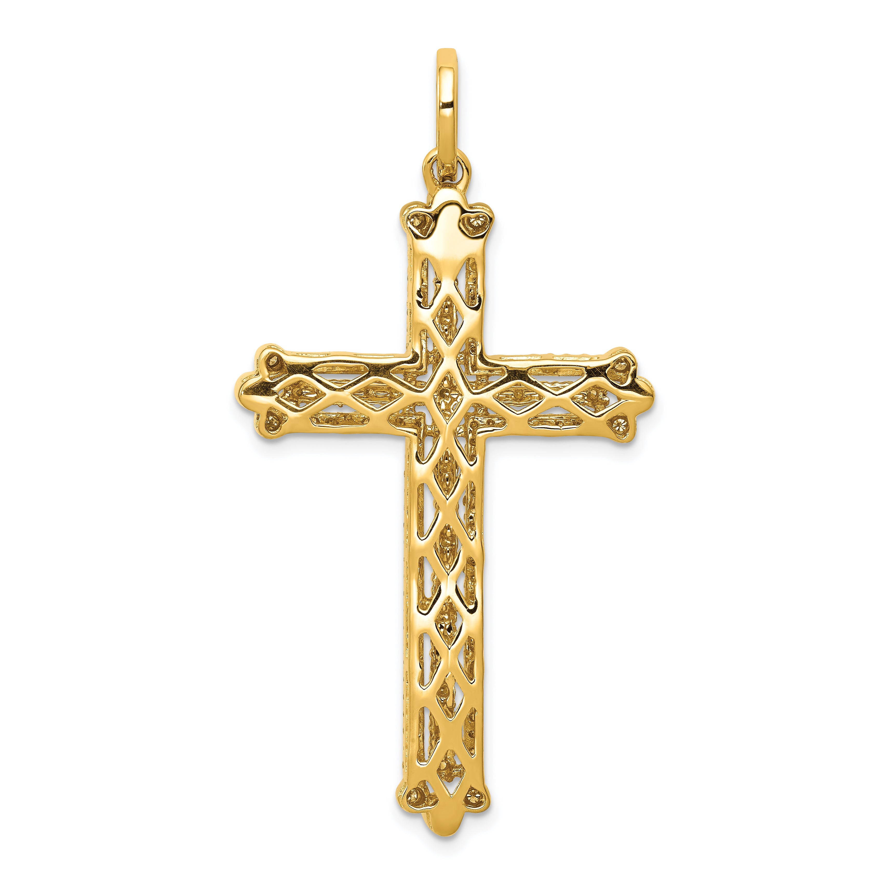 14k Diamond Budded Cross Pendant
