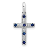 14k White Gold 1/15ct. Diamond and Sapphire Cross Pendant