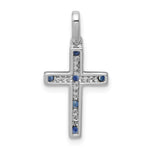 14k White Gold 1/15ct. Diamond and Sapphire Cross Pendant