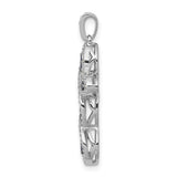 14k White Gold White and Blue Diamond Cross Pendant