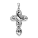 14k White Gold White and Black Diamond Cross Pendant