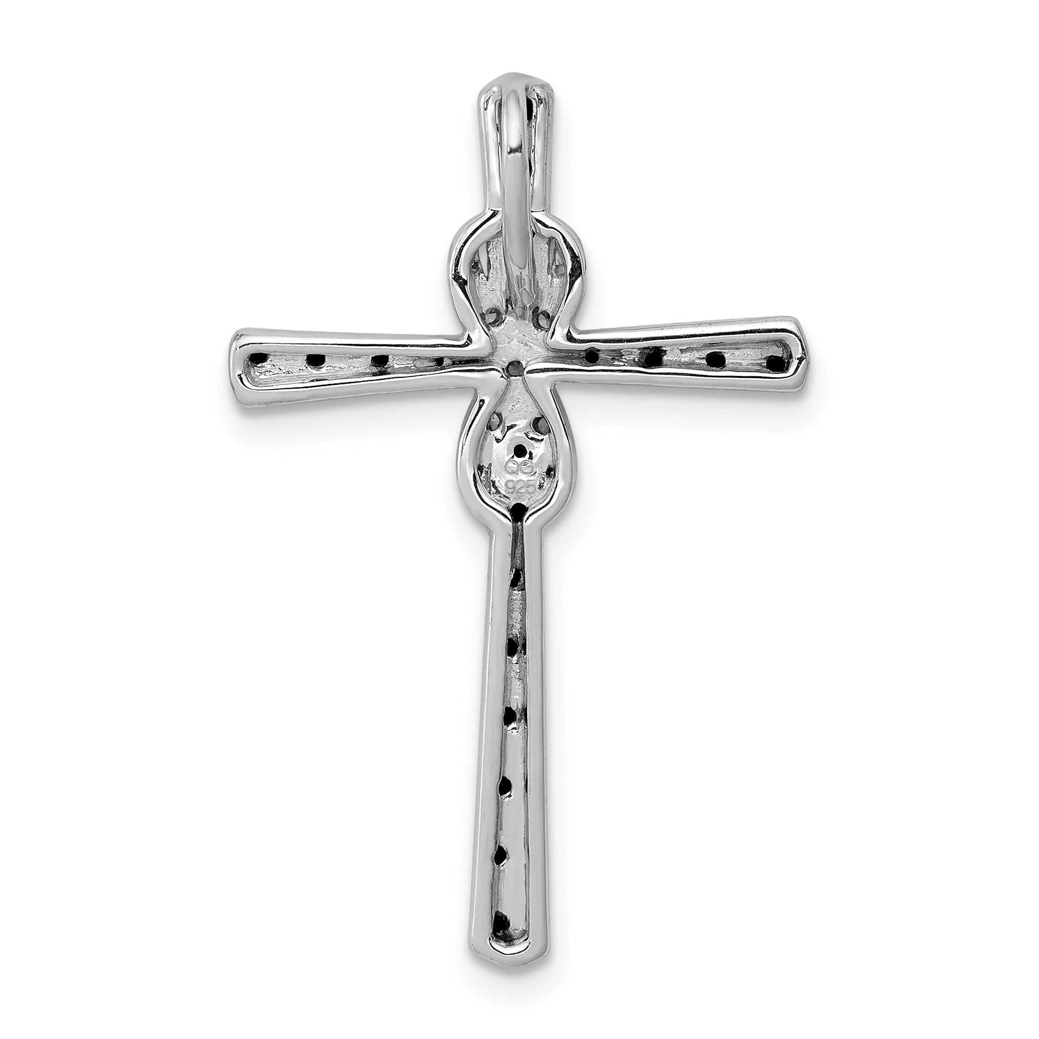 14k White Gold Black and White Diamond Infinity Cross Chain Slide