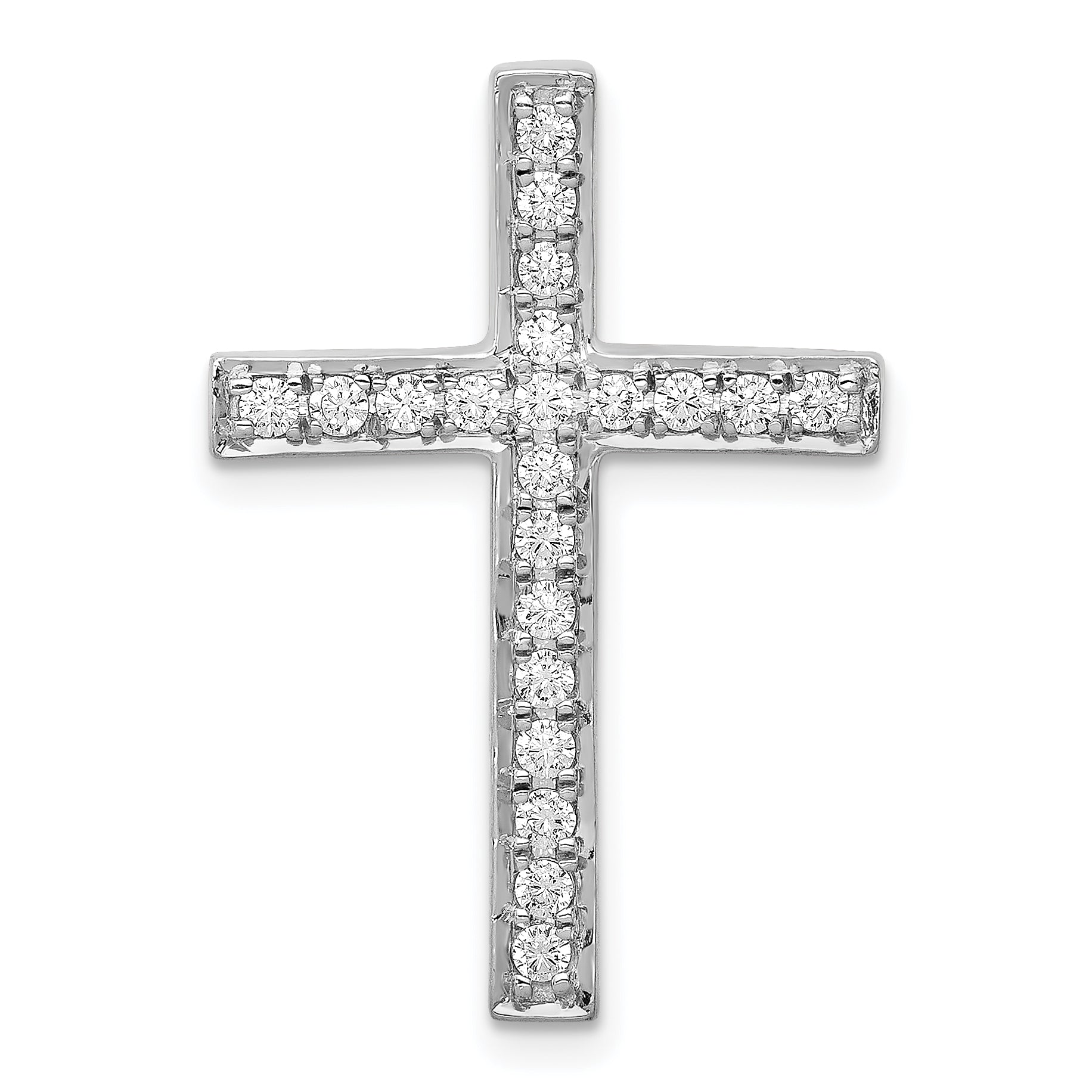 14k White Gold 3/8ct. Diamond Cross Chain Slide