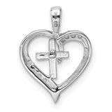 14k White Gold Heart Cross Pendant Mounting