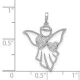 14k White Gold Diamond Angel Pendant