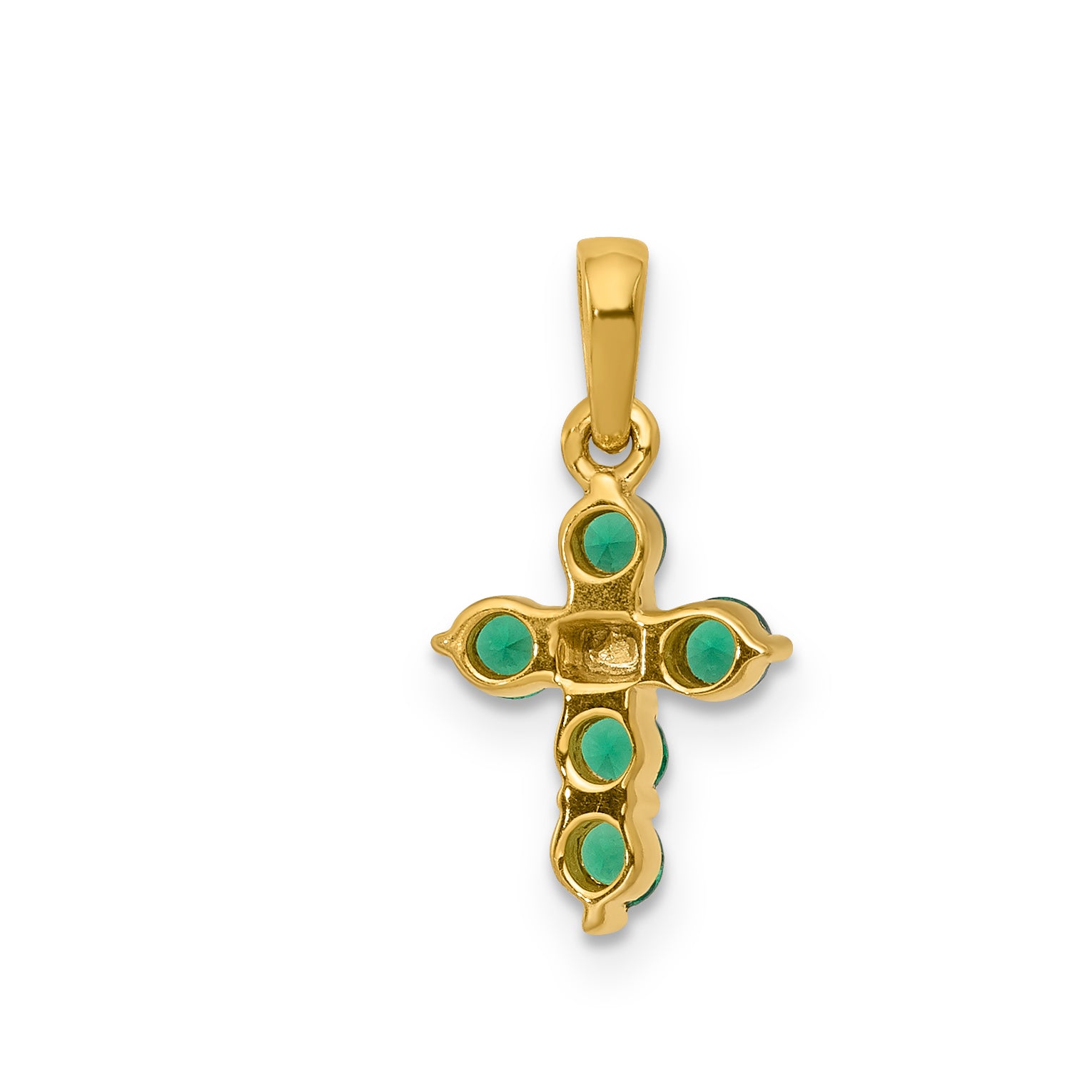 14k Emerald and Diamond Cross Pendant