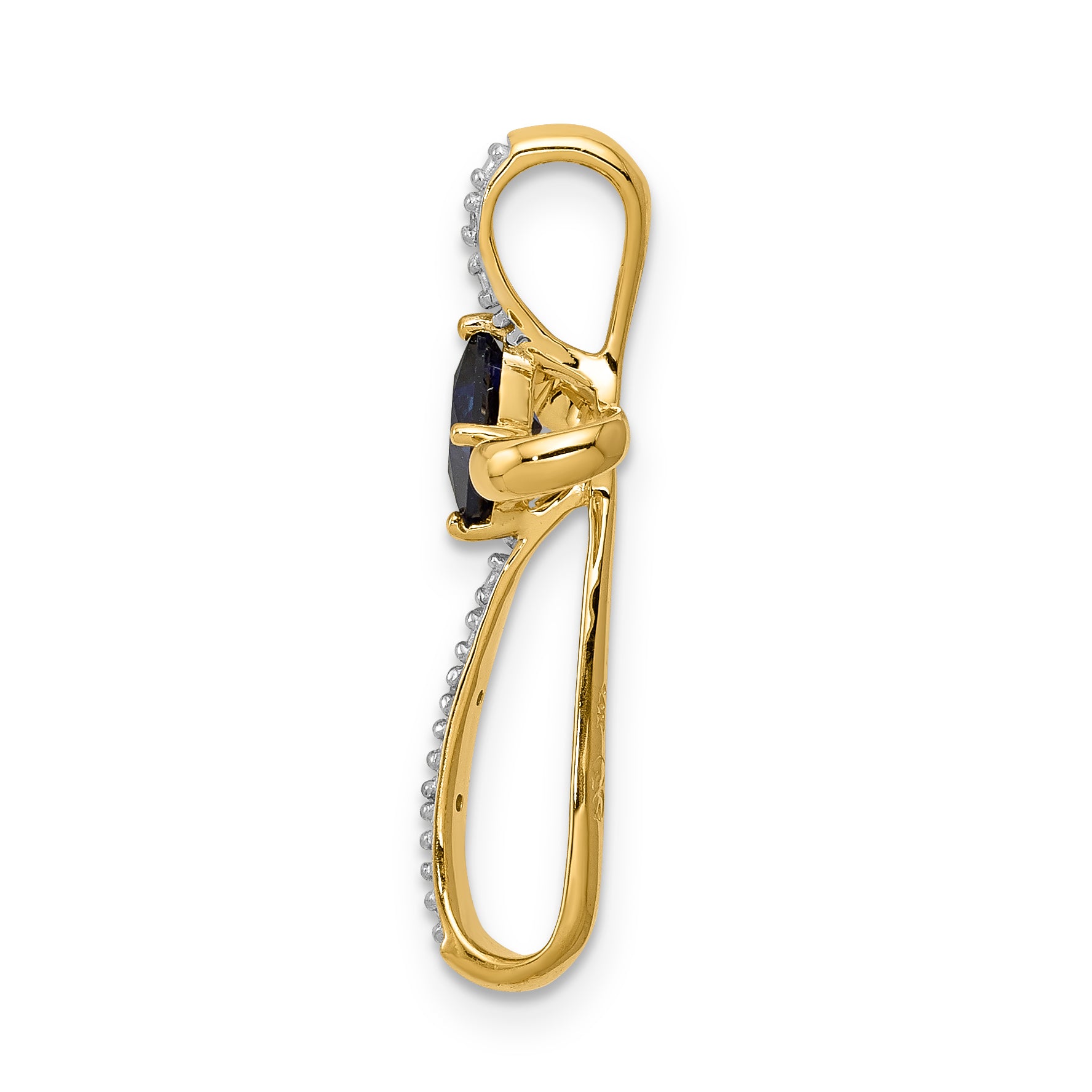 14k w/Rhodium Lab Created Sapphire and Diamond Cross Slide